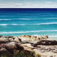 Currumbin Beach Panorama, Pastel, 105 x 40cm