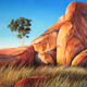 Ghost Gum & Devils Marbles, Early Morning Light No.2, Pastel, 50 x 65cm
