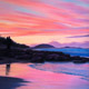 Sunset Reflections, Alexandra Headland, Pastel, 45 x 87cm